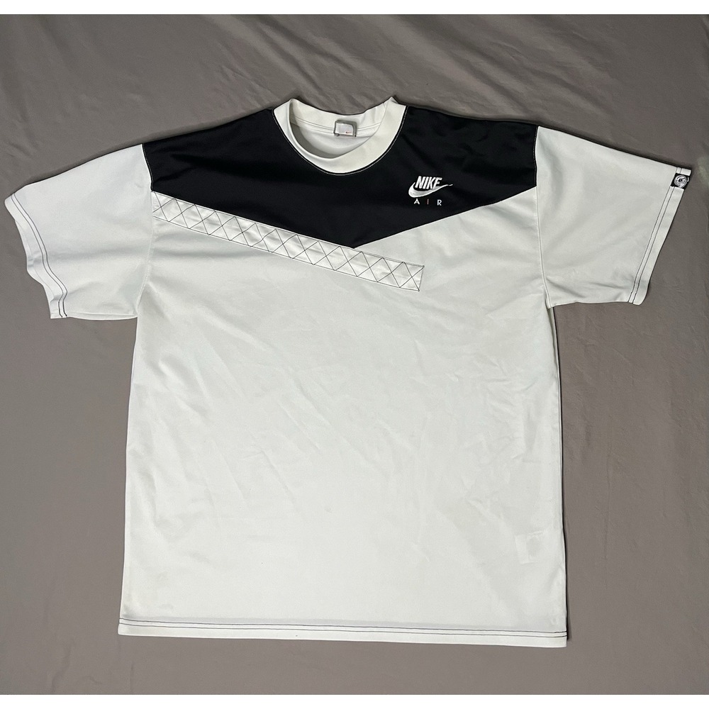 Vintage Nike Air Colorblock T Shirt Men's SZ XL Black White Diagonal Geometric
